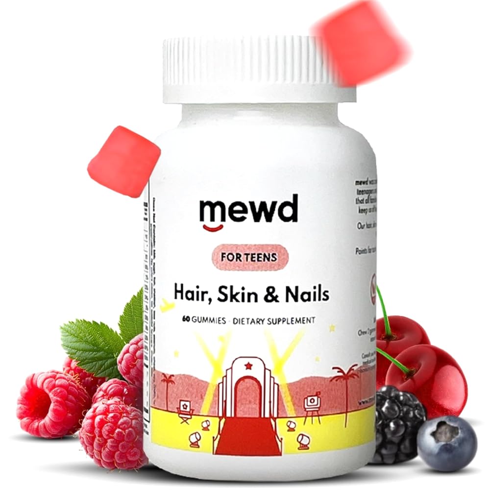 MEWD Teen and Kids Hair, Skin & Nails Multivitamin Gummies - 60 Count