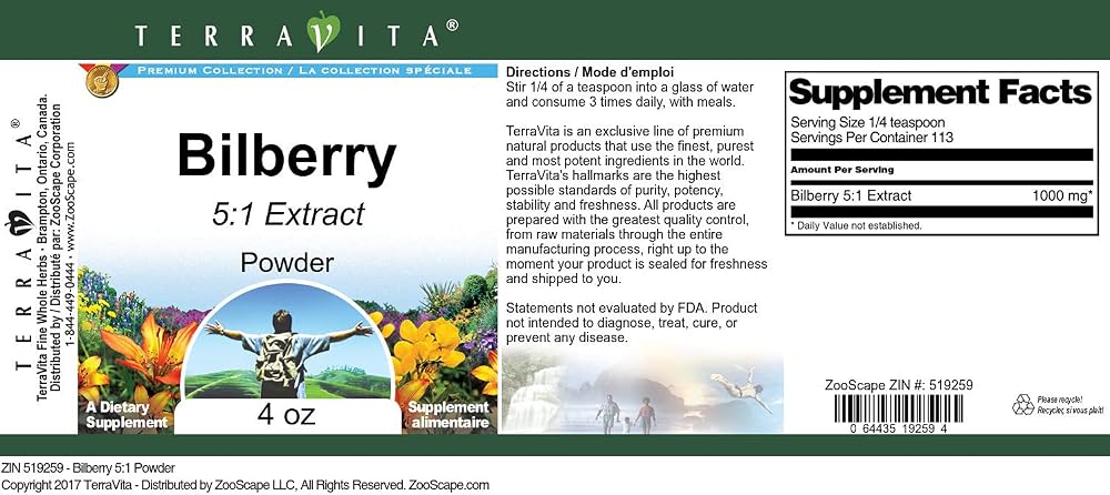 Terravita Bilberry 5:1 Extract Powder - 12 oz (3 x 4 oz) - image 2