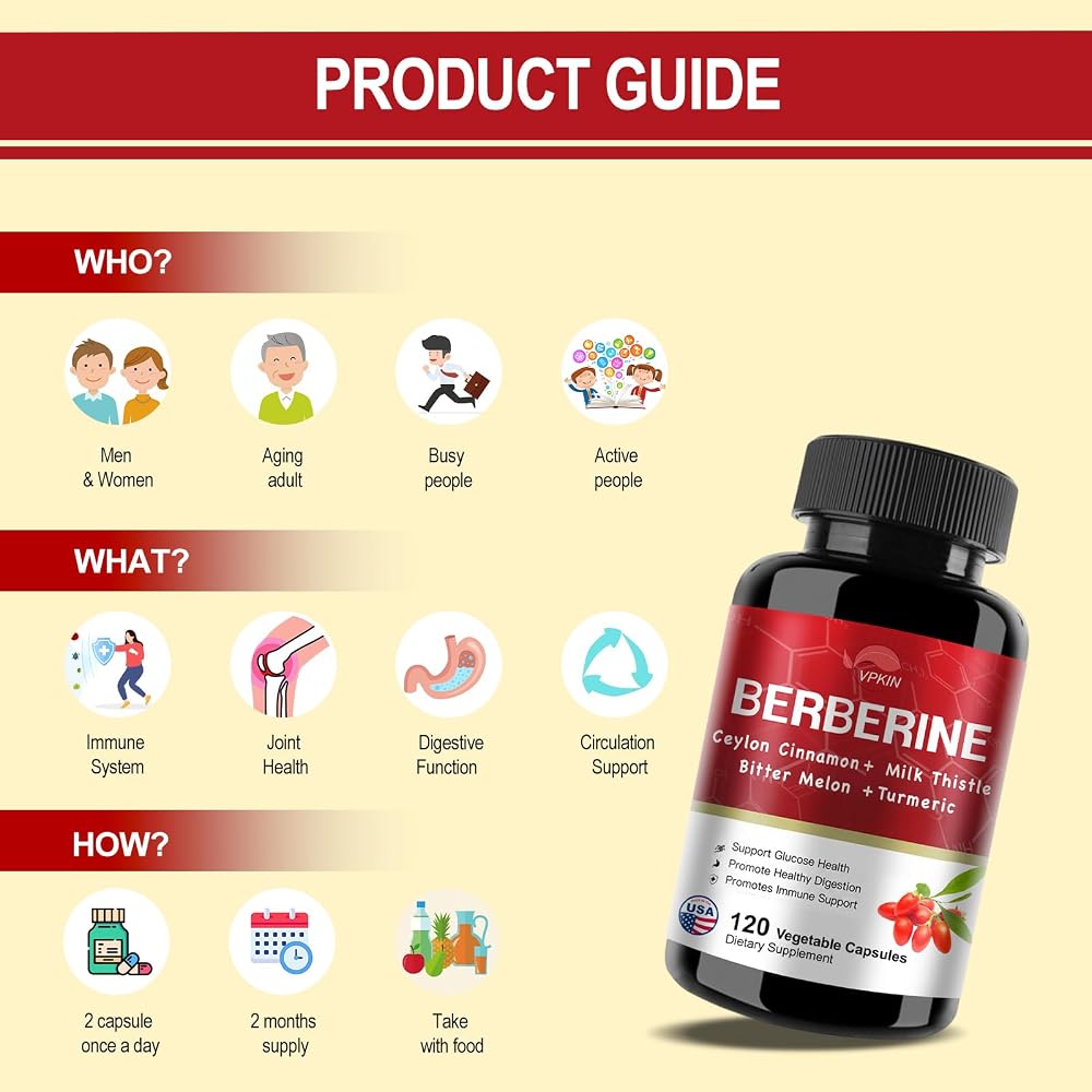 VPKIN Berberine Supplement with Ceylon Cinnamon - 120 Capsules - image 5