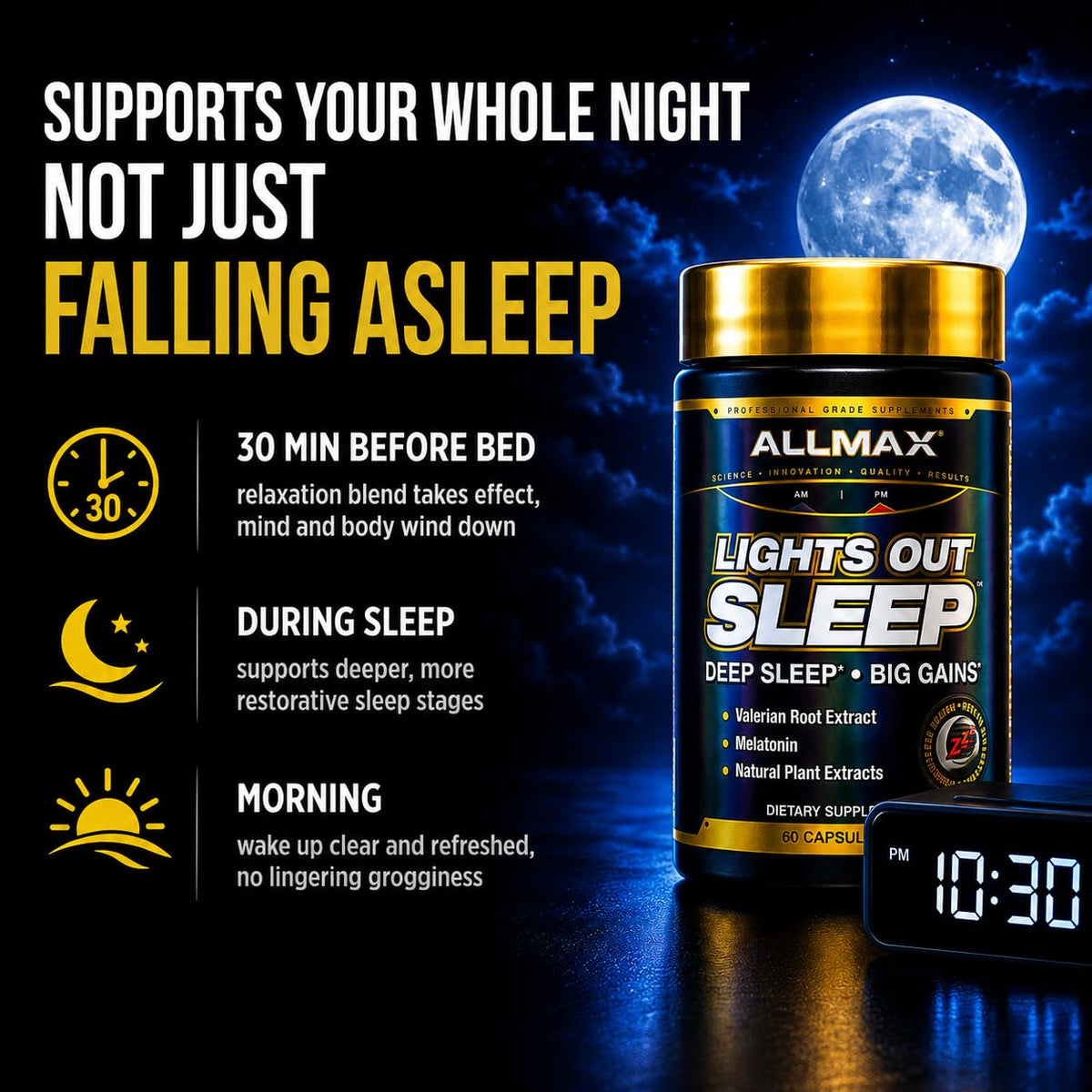 ALLMAX Lights Out Sleep Melatonin & Valerian Root - 60 Capsules - image 8