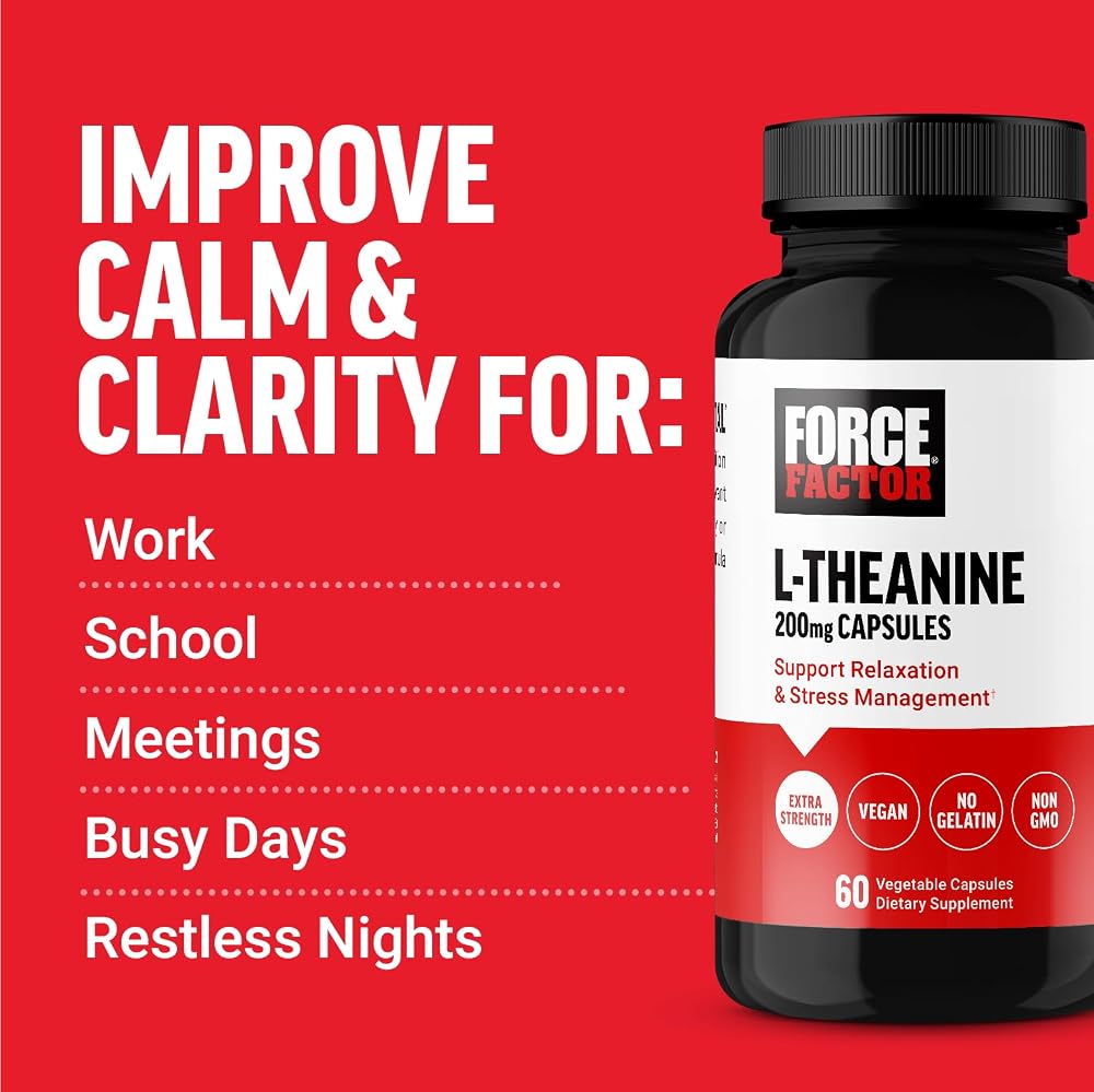 Force Factor L-Theanine 200mg Stress Relief - 60 Capsules - image 5