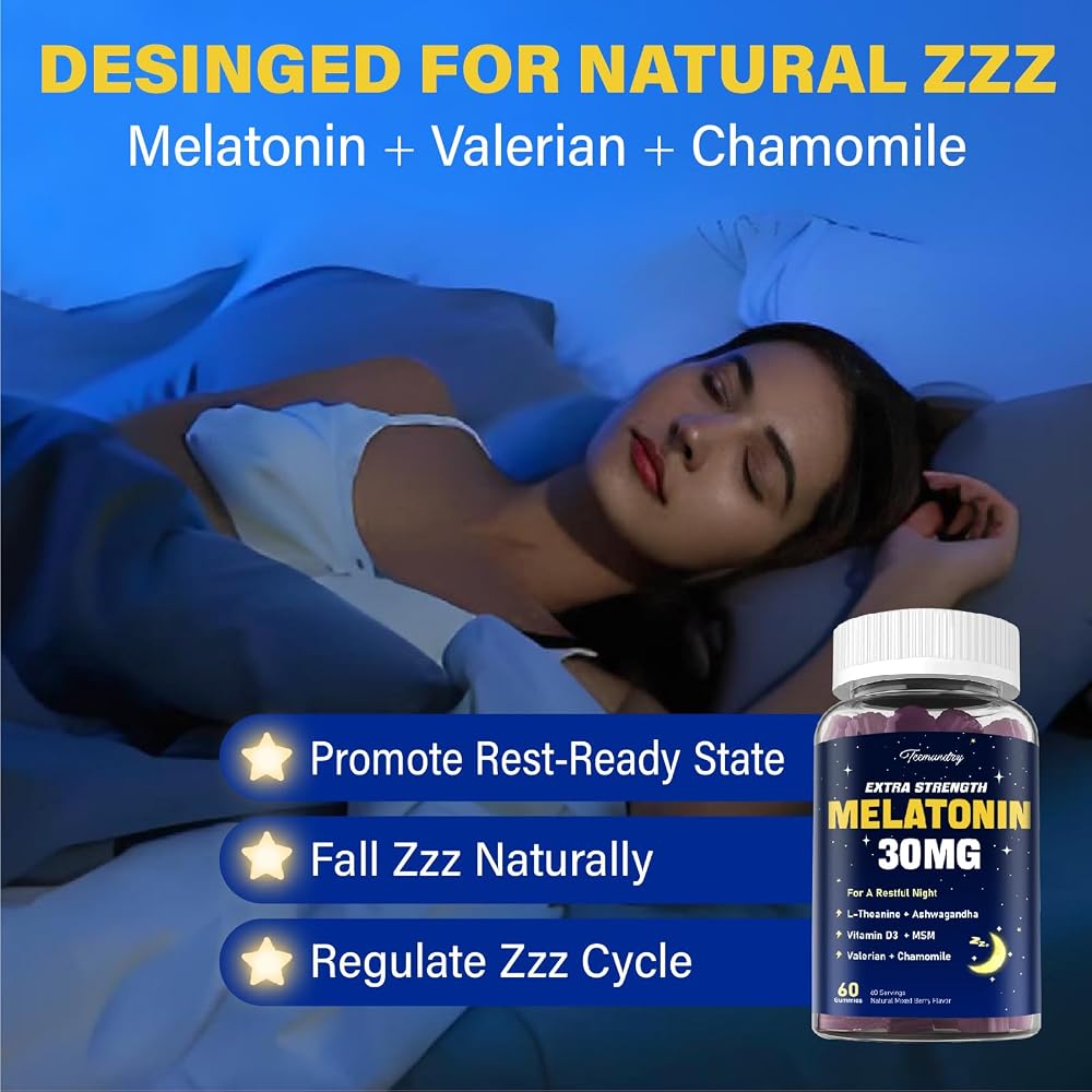 Tcemundry Melatonin Gummies 30mg for Adults: Maximum Strength
