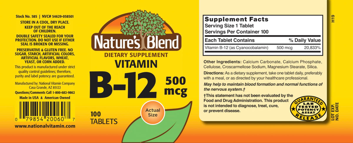 Xllent Vitamin B-12 500 mcg - 100 Tablets - image 2