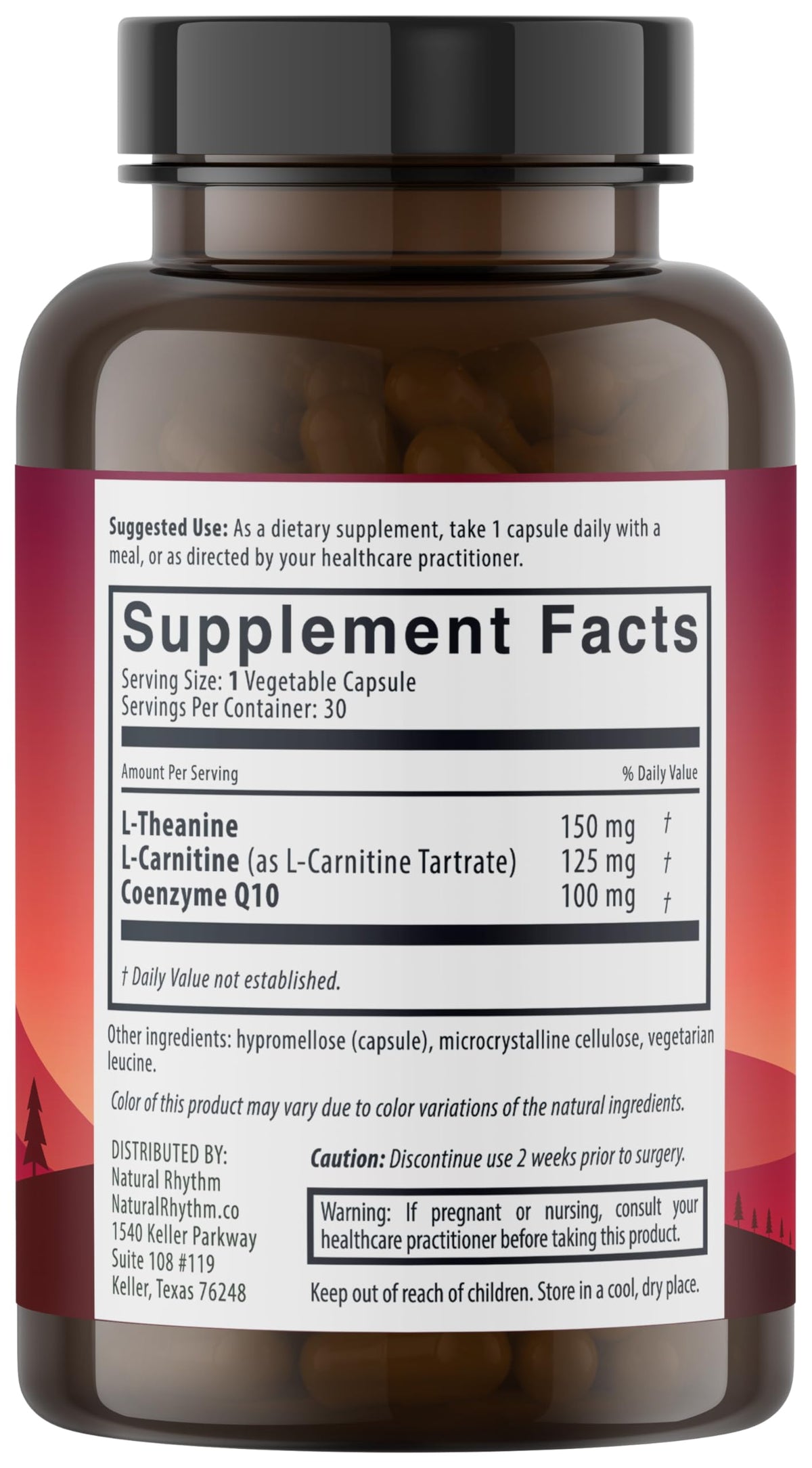 Natural Rhythm CoQ10 100mg with L-Carnitine & L-Theanine - 30 Capsules - image 3