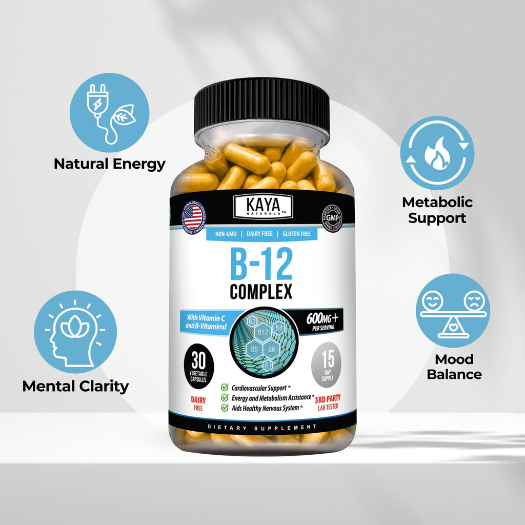 Kaya Naturals B-12 Complex - Multivitamin Supplement for Women & Men