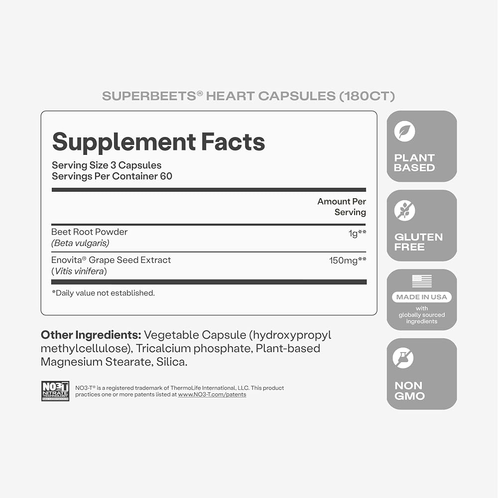 Humann SuperBeets Beet Root Capsules 1000mg - 180 Capsules - image 9