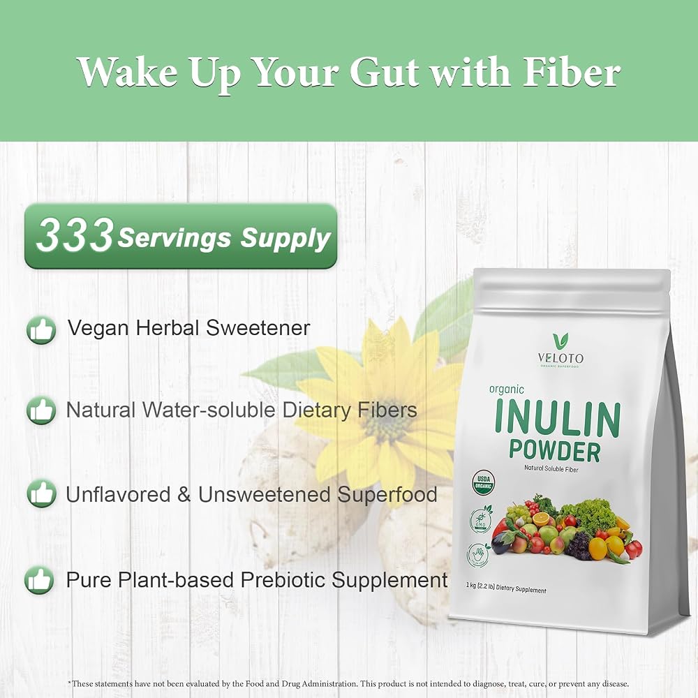 VELOTO Organic Inulin Powder Prebiotic Fiber - 2.2 lb - image 6