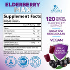 Nature's Nutrition Elderberry Gummies 120mg - 3X Strength Black