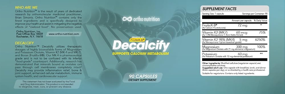 Ortho Nutrition Decalcify Vitamin K2 Magnesium Boron - 90 Vegetarian Capsules - image 3
