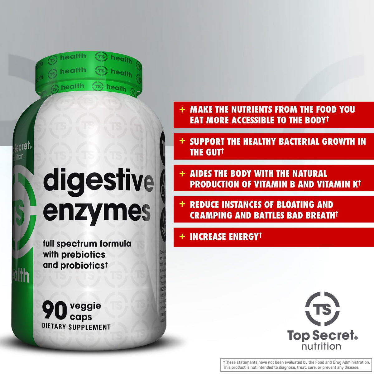 Top Secret Nutrition Digestive Enzymes Capsules - 90 Capsules - image 3