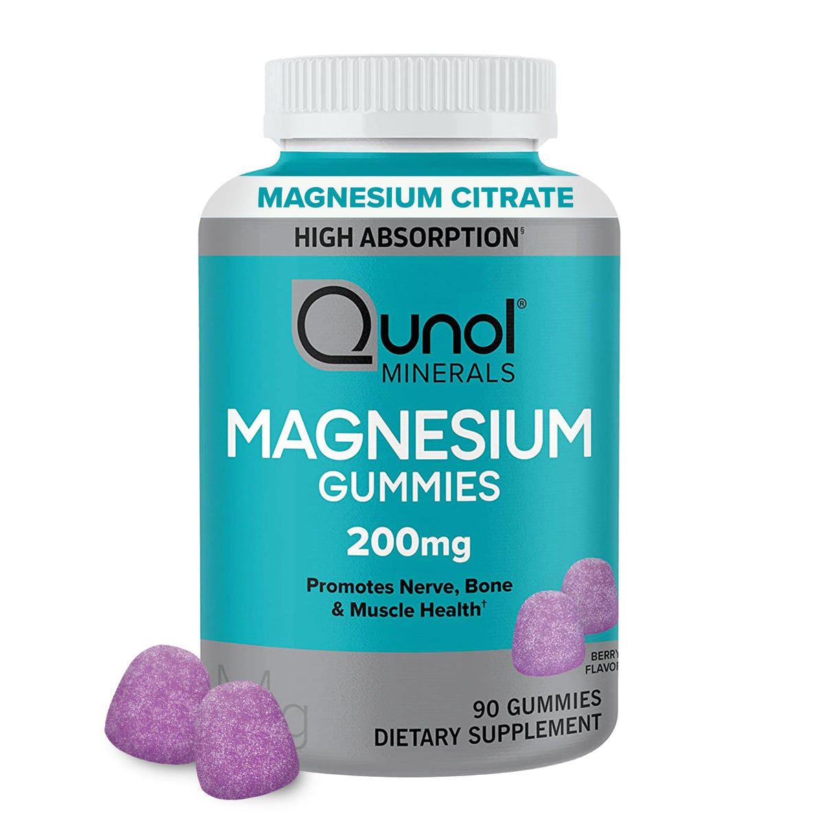 Qunol Magnesium Gummies for Adults, 200mg Magnesium Citrate Gummies