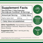 Double Wood Supplements Alpha Lipoic Acid 600mg per Serving (Third