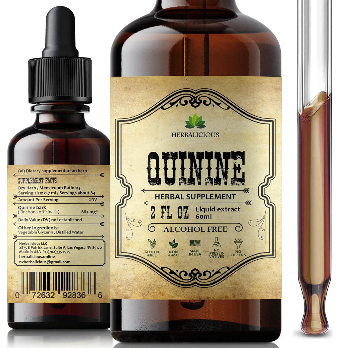 HERBALICIOUS Quinine Liquid Extract Cinchona Officinalis Bark Herbal