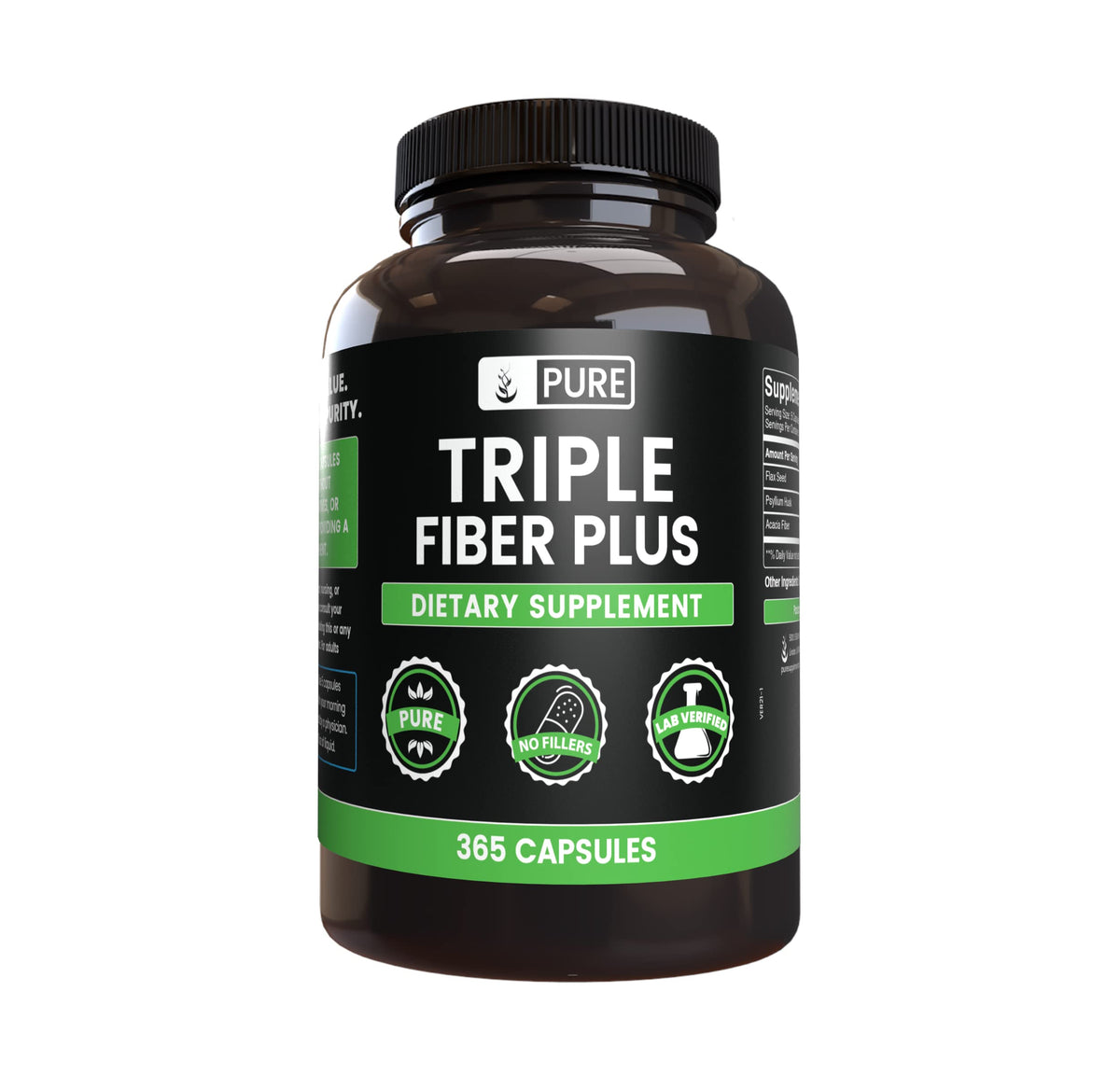 PURE ORIGINAL INGREDIENTS Triple Fiber - 365 Capsules