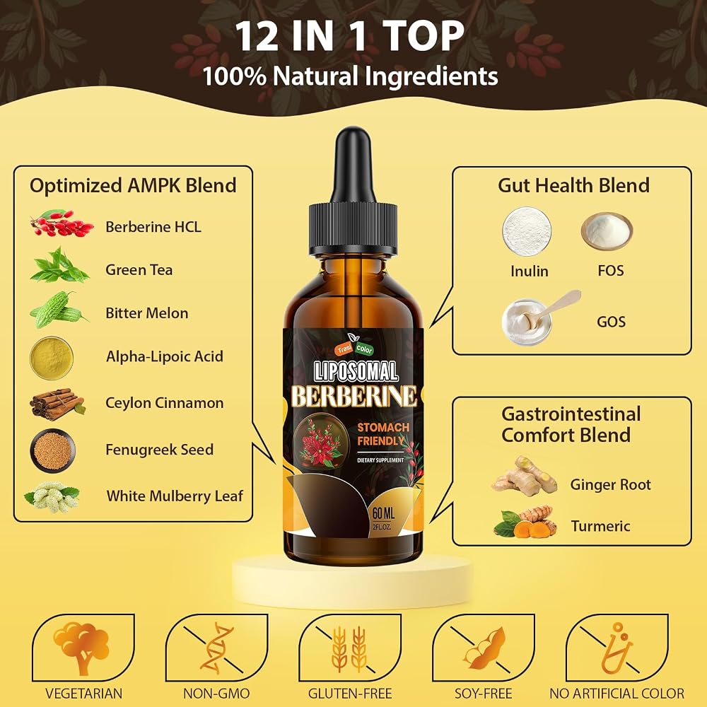 Trasicolor Berberine Supplement Liquid Drops