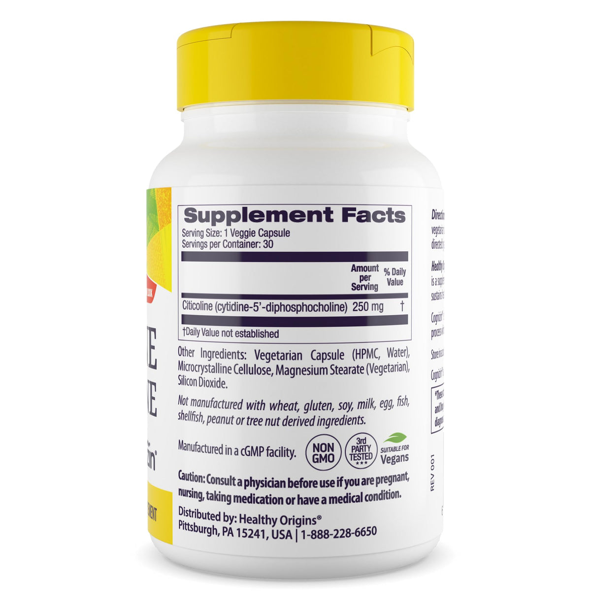 Healthy Origins Cognizin Citicoline 250 mg - 30 Vegetarian Capsules - image 2