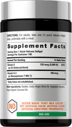 Horbäach Vitamin D3 K2 5000 IU with MK-7 - 180 Softgels - image 2