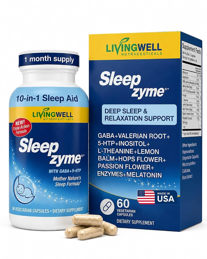 Sleepzyme Sleep Aid Supplement 10-in-1 Formula - 60 Capsules