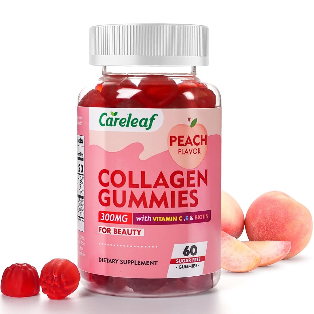 careleaf Sugar Free Collagen Gummies with Vitamin C & E - 60 Gummies