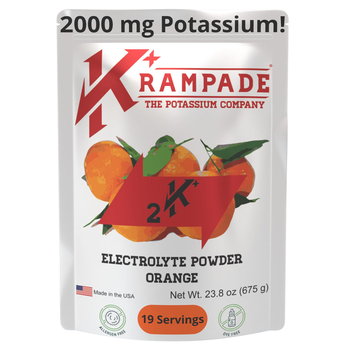 Krampade High Potassium Electrolytes Powder Orange - 19 Servings