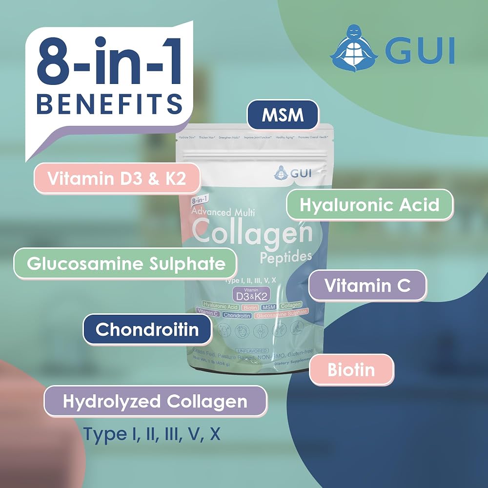 GUI 8-in-1 Advanced Multi Collagen Peptides Powder - 16 oz - image 4