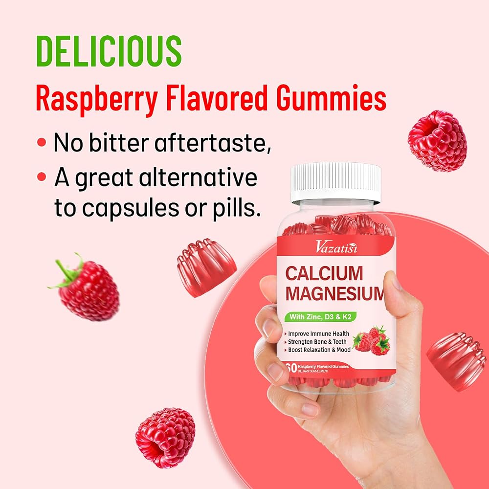 Vazatisi Calcium Magnesium Zinc Gummies with Vitamin D3 & K2 - 120 Gummies - image 7