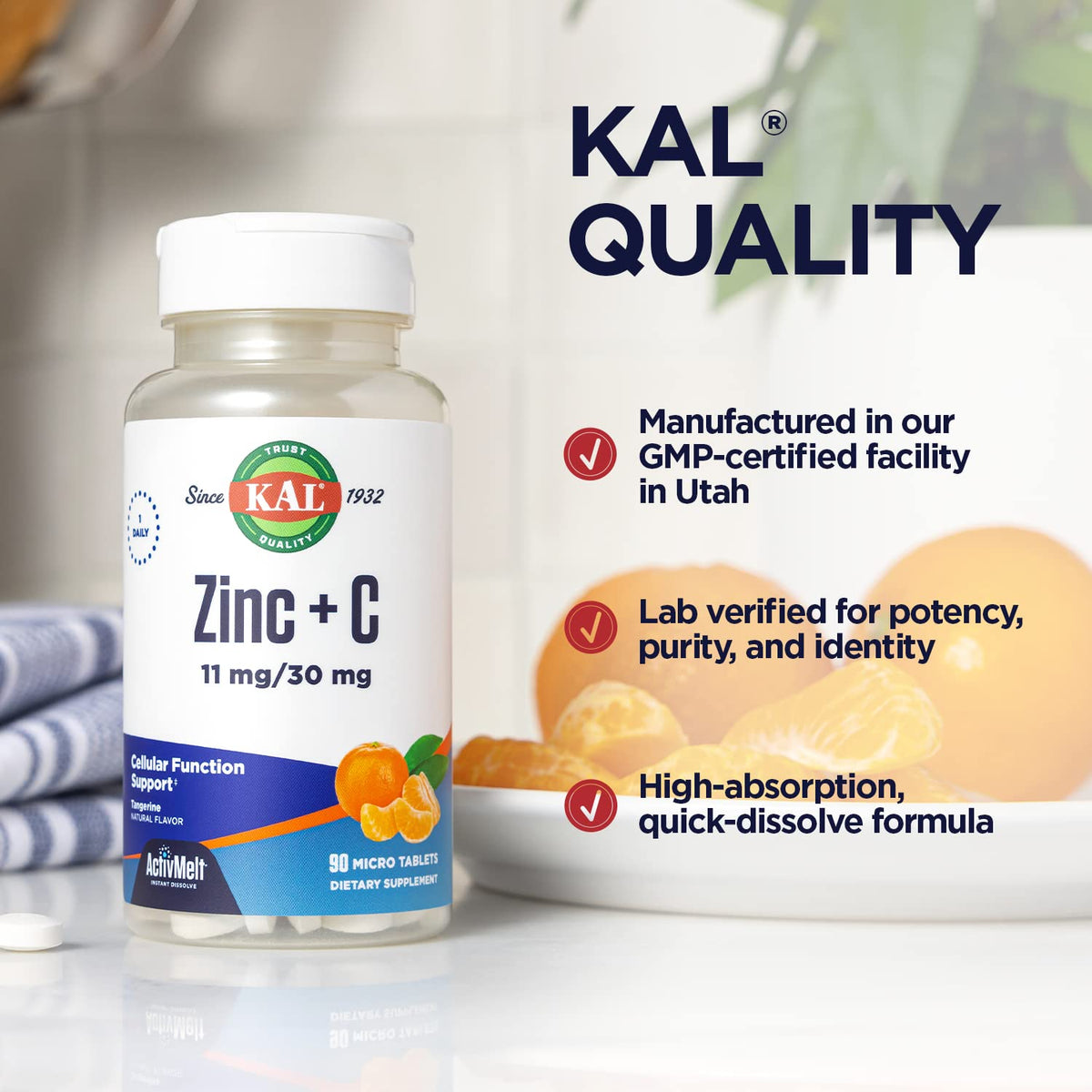 KAL Zinc Plus C Instant Dissolve Tangerine - 90 Tablets - image 4
