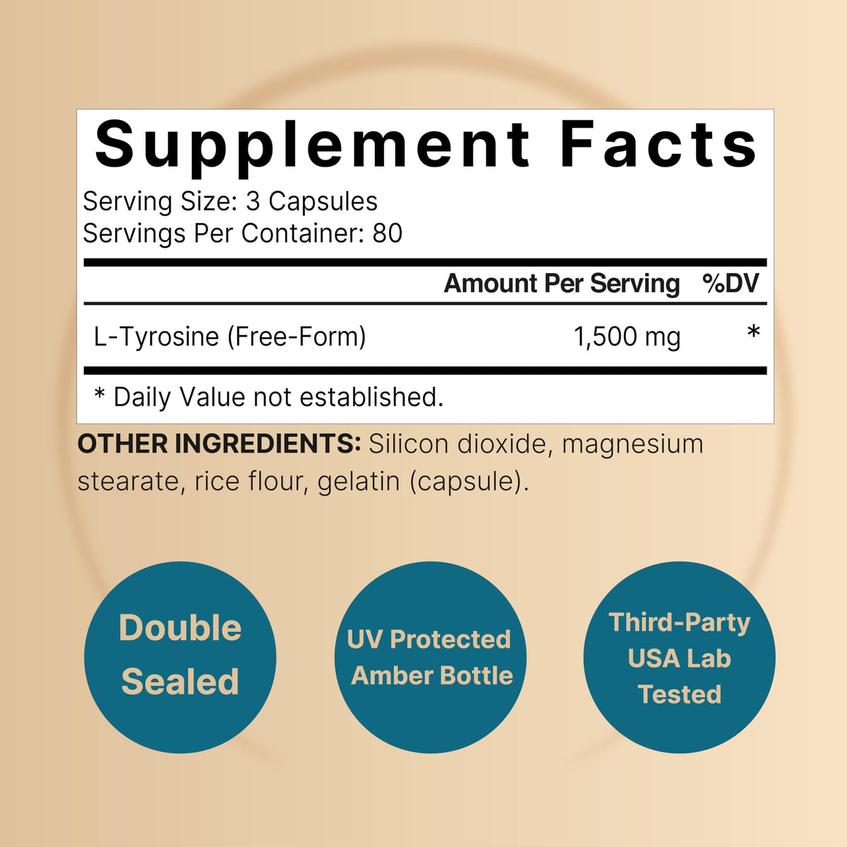 NatureBell L-Tyrosine 1,500mg Brain Health Support - 240 Capsules - image 2
