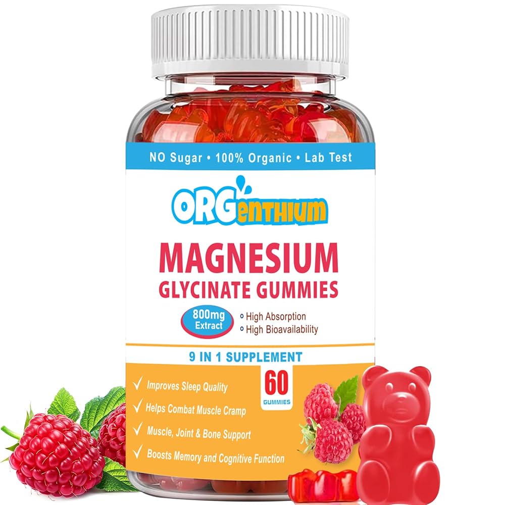 OrgEnthium Magnesium Glycinate Gummies 500mg - 60 Count