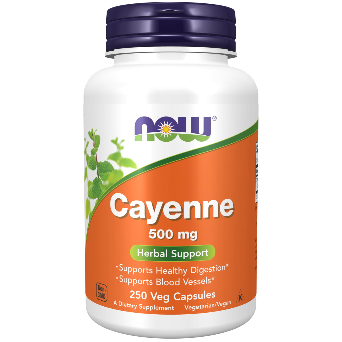NOW Cayenne 500 mg Herbal Support - 250 Vegetarian Capsules