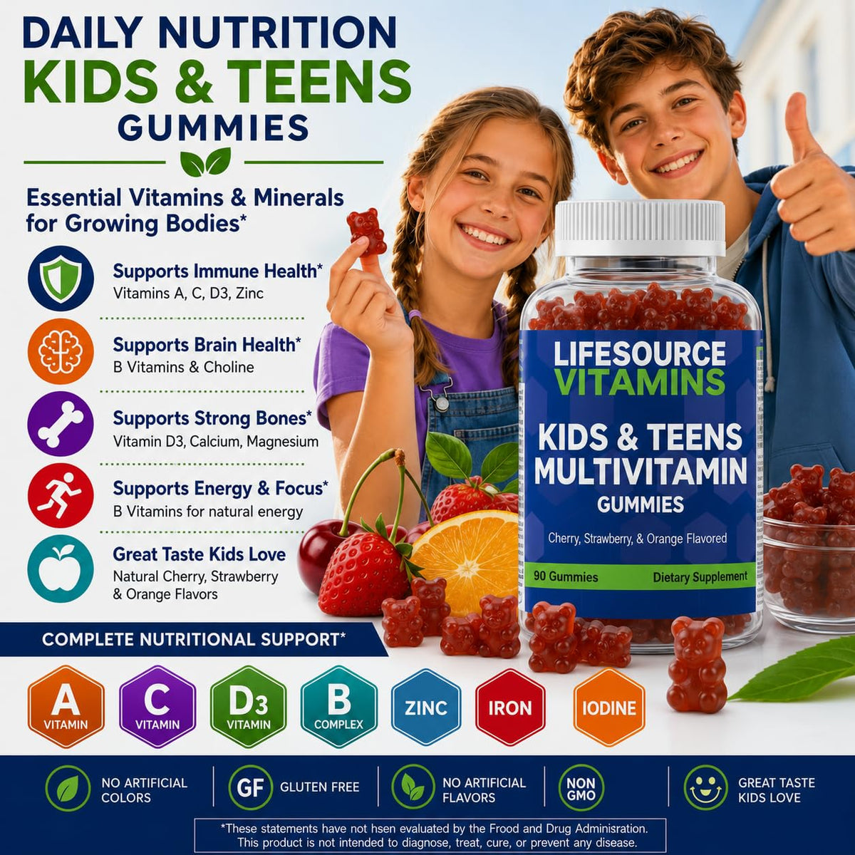 LifeSource Vitamins Kids & Teens Multivitamin Gummies - 90 Gummies - image 2