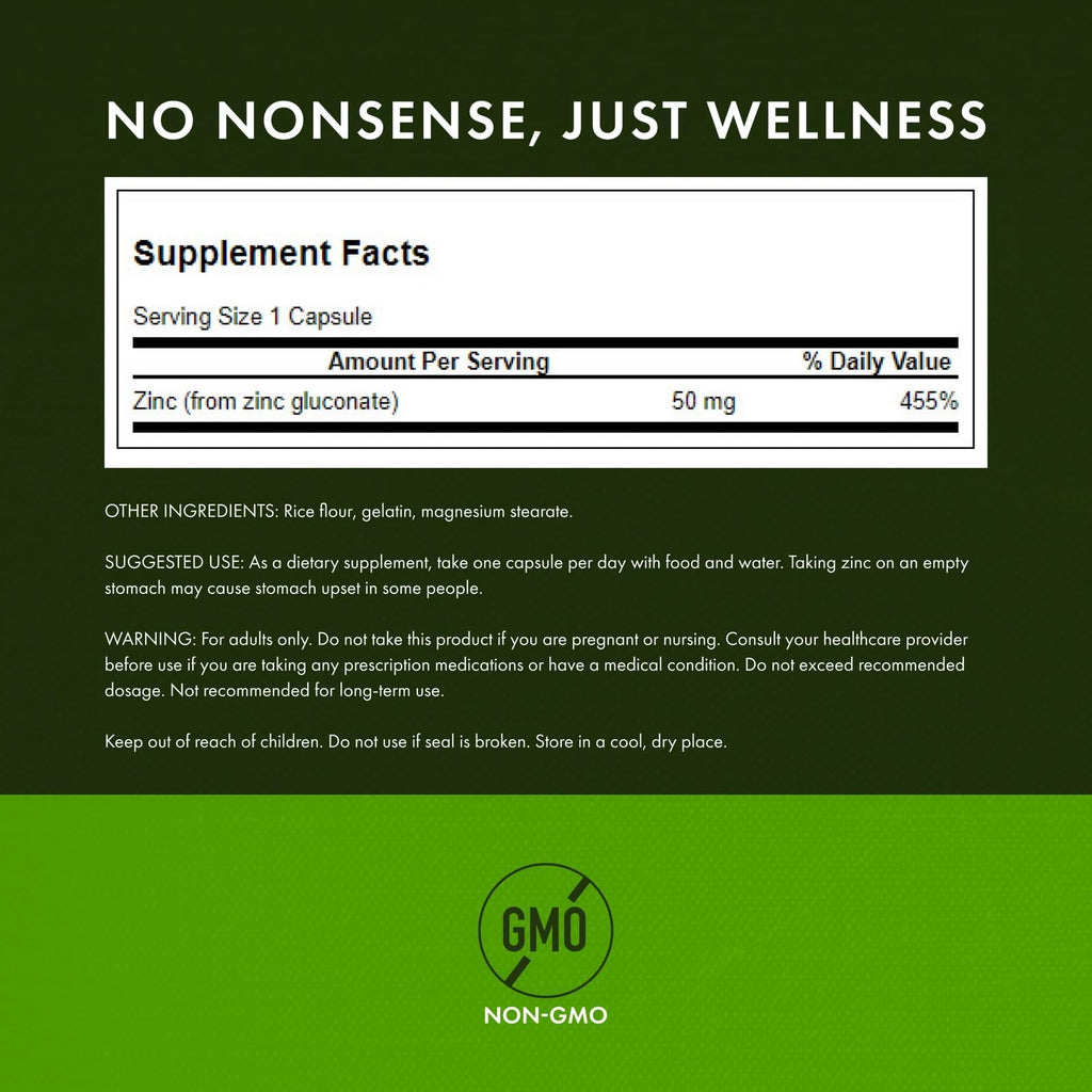 Swanson Zinc Gluconate 50 mg Immune Support - 500 Capsules - image 2
