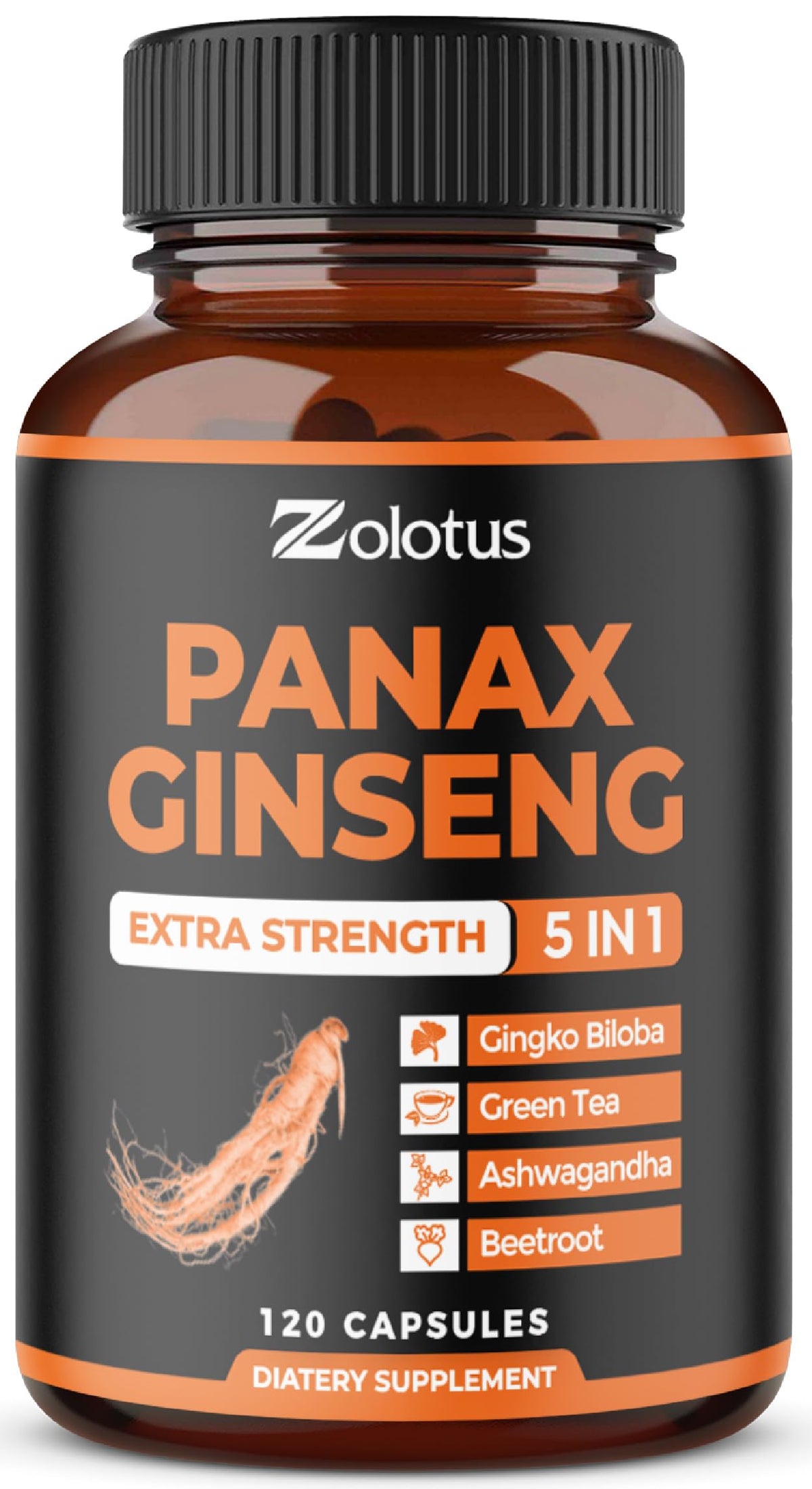 Zolotus Korean Red Panax Ginseng + Ginkgo Biloba Capsules - 120 Count