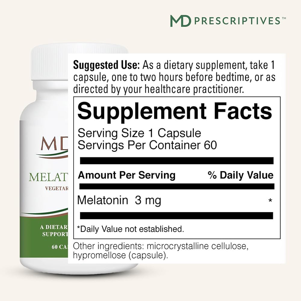 MD Prescriptives Melatonin 3mg for Sleep - 60 Vegetarian Capsules - image 2