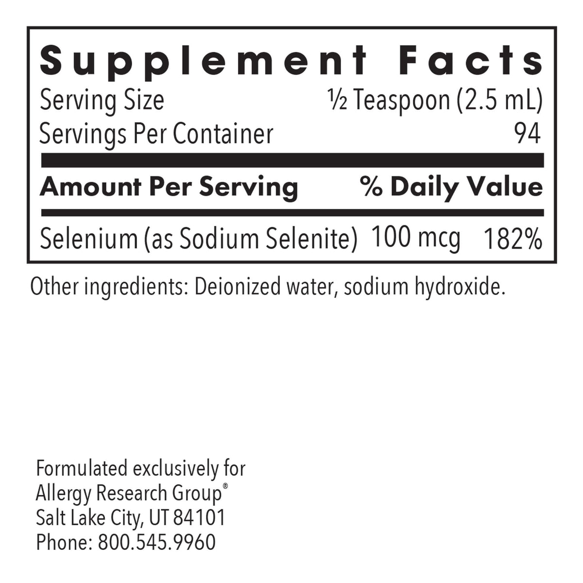 Allergy Research Group Selenium Solution 100 mcg Immune Support - 236 mL - image 3