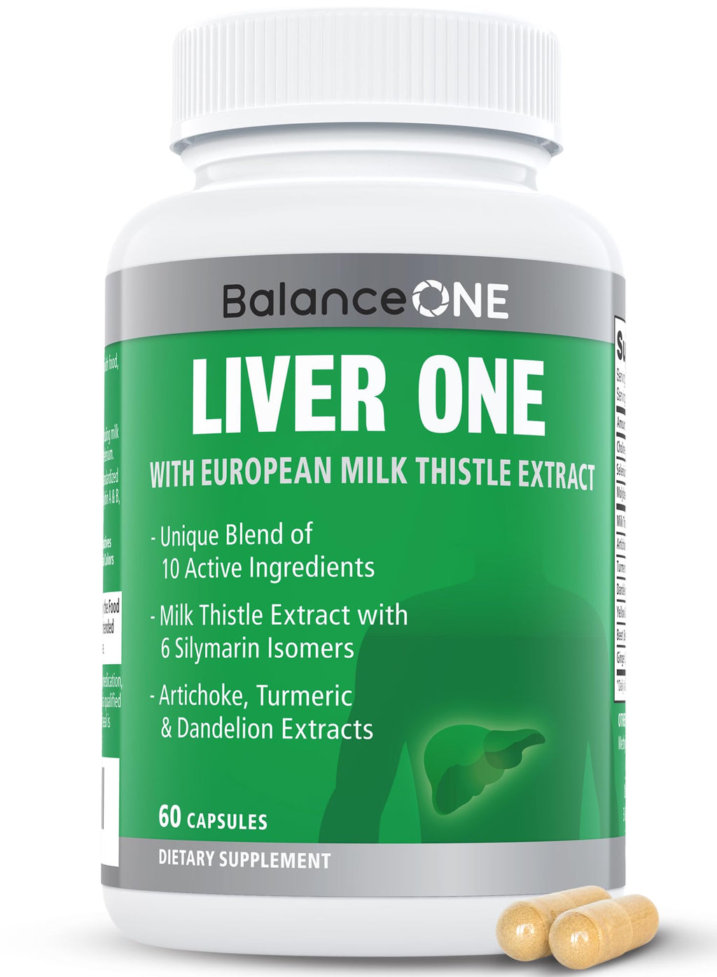 Balance ONE Liver Support Supplement with Milk Thistle - 60 Capsules