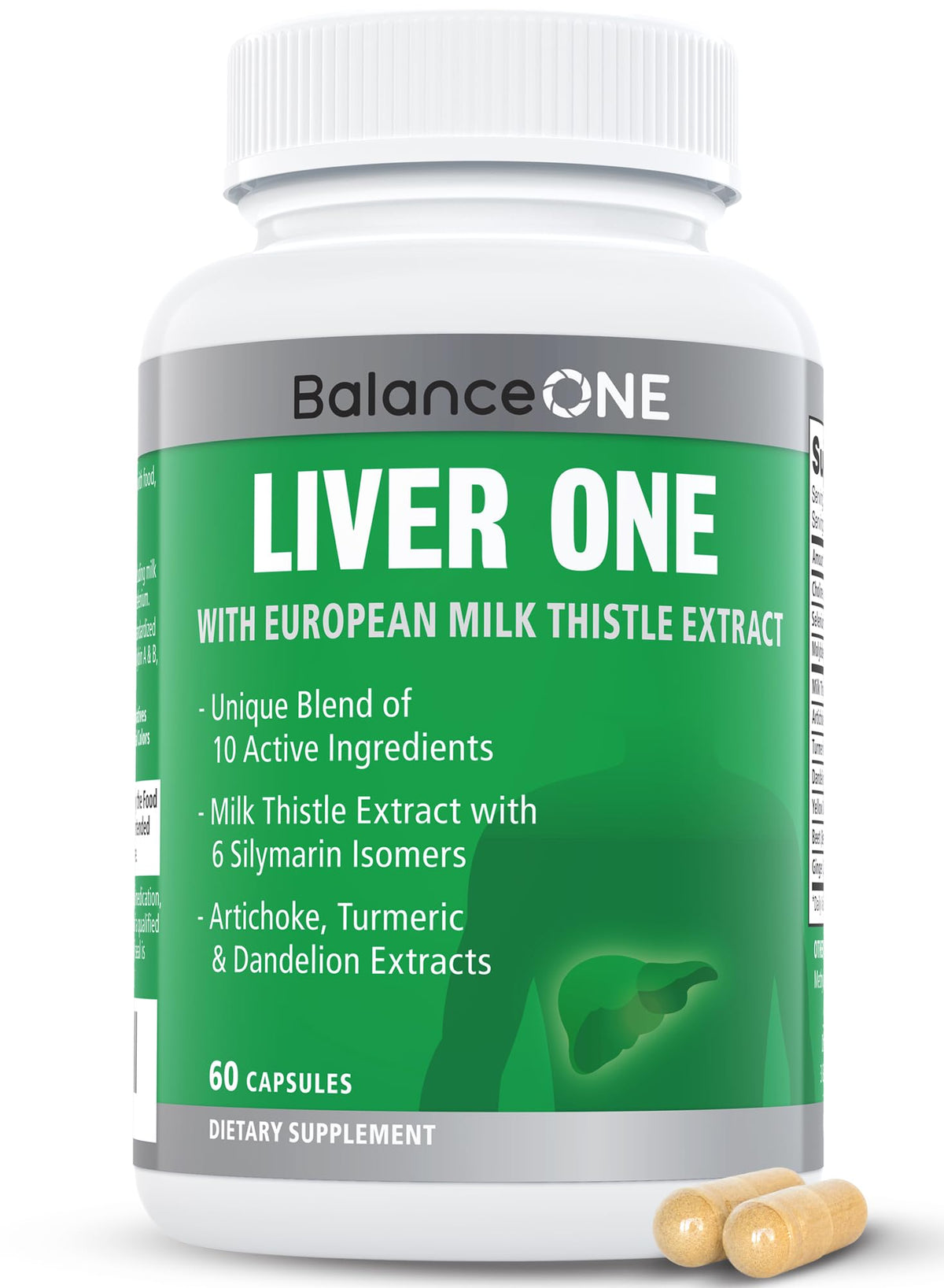 Balance ONE Liver Support Supplement with Milk Thistle - 60 Capsules