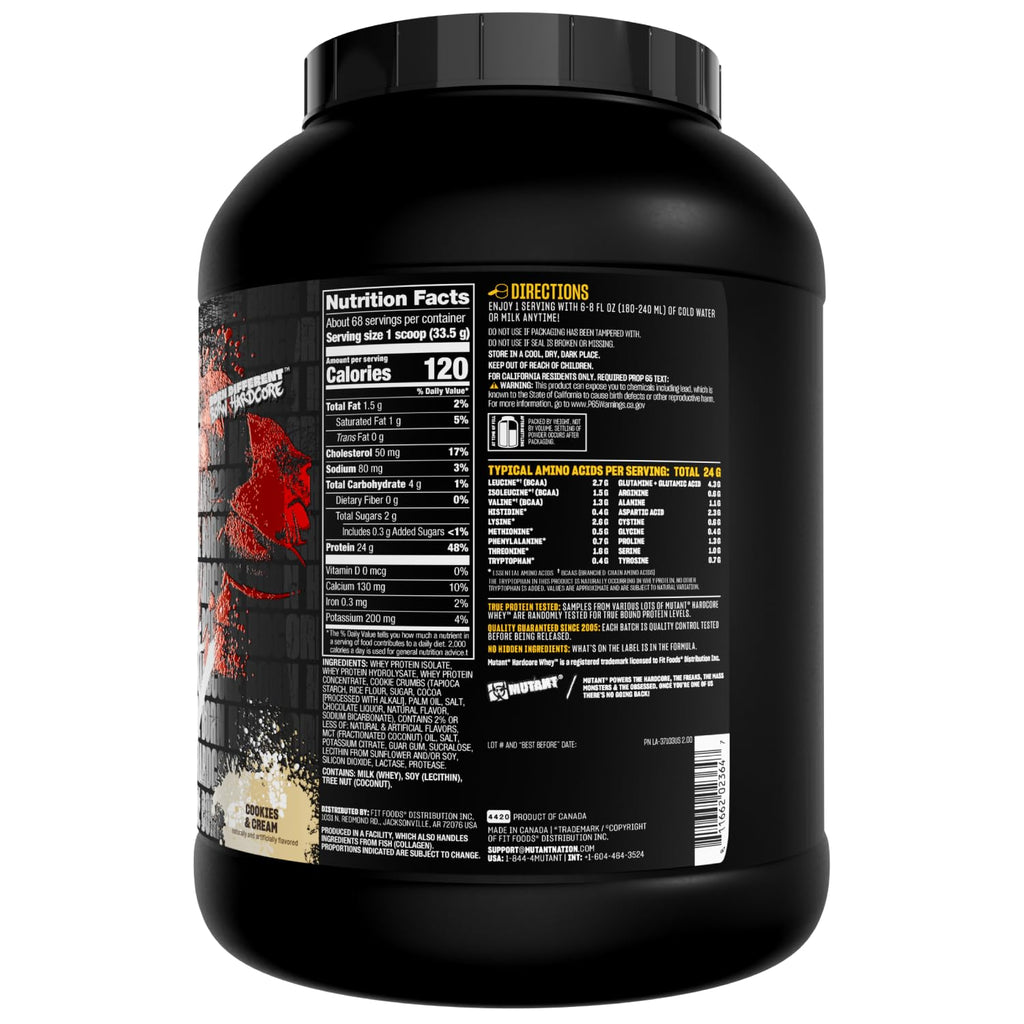 Mutant Hardcore Whey 100% Whey Protein Isolate Cookies & Cream - 5 lb - image 8