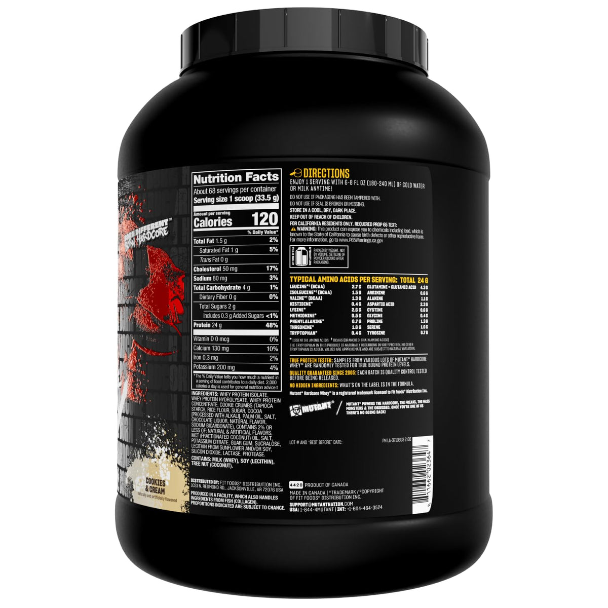 Mutant Hardcore Whey 100% Whey Protein Isolate Cookies & Cream - 5 lb - image 8