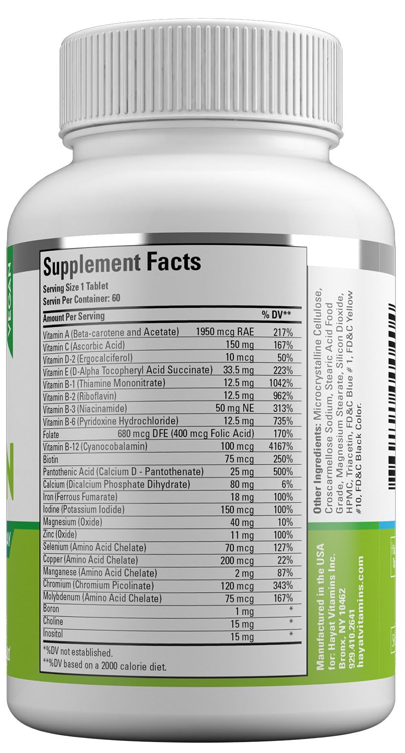 HAYAT Vegan Natural Multivitamin - 60 Tablets - image 3