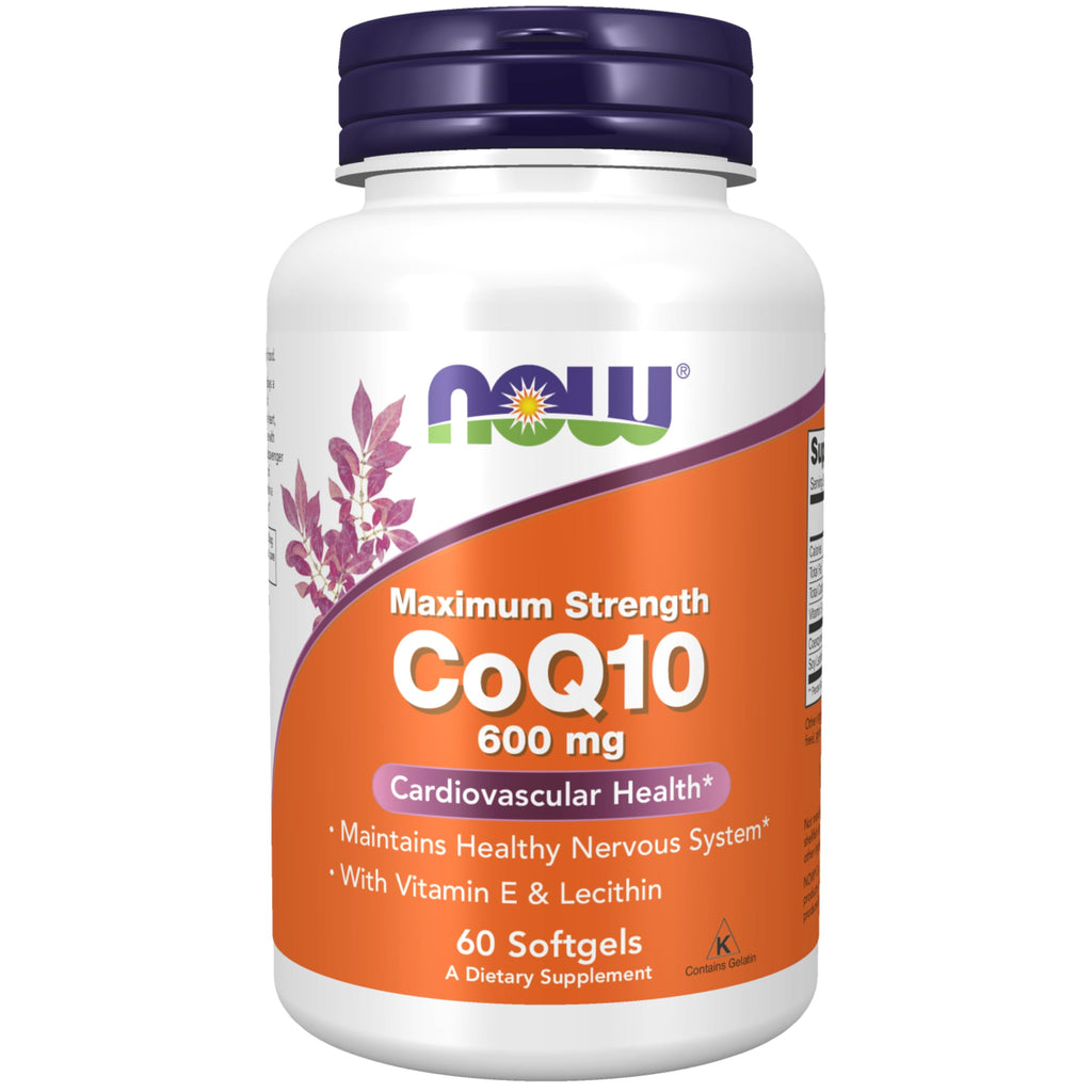NOW CoQ10 600 mg with Vitamin E & Lecithin - 60 Softgels