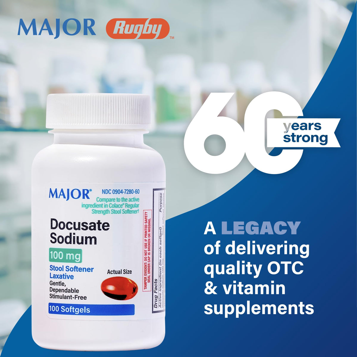 MAJOR Docusate Sodium 100 mg Stool Softener - 800 Softgels - image 2