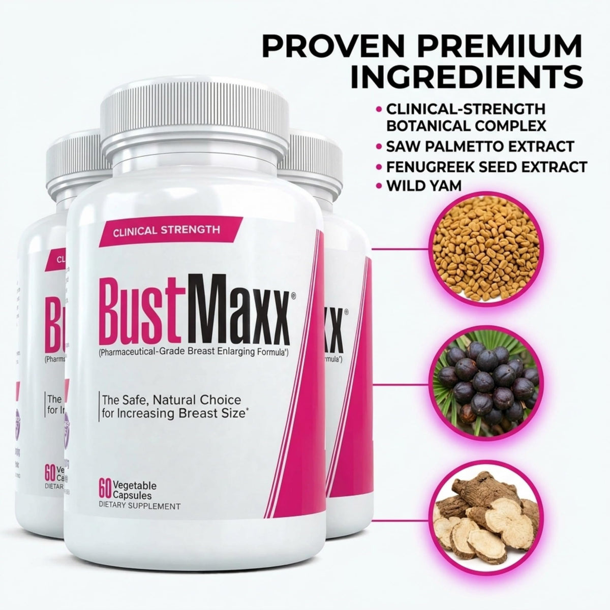 BustMaxx Enhancement Formula for Women with Fenugreek - 180 Capsules - image 5