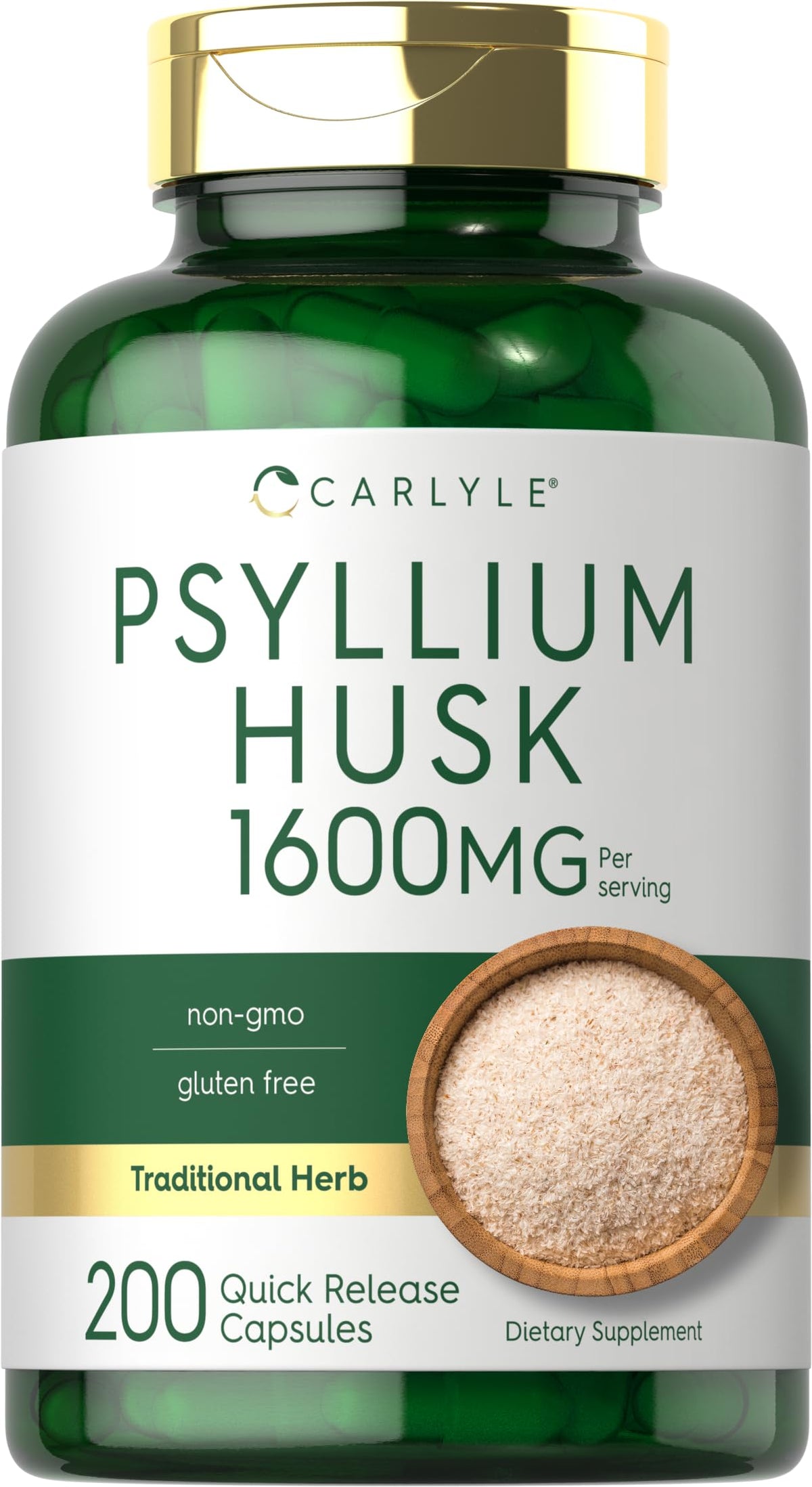 Carlyle Psyllium Husk Capsules 1600mg - 200 Count