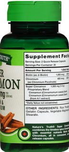 Nature's Truth Super Cinnamon Plus Biotin & Chromium - 120 Capsules - image 3