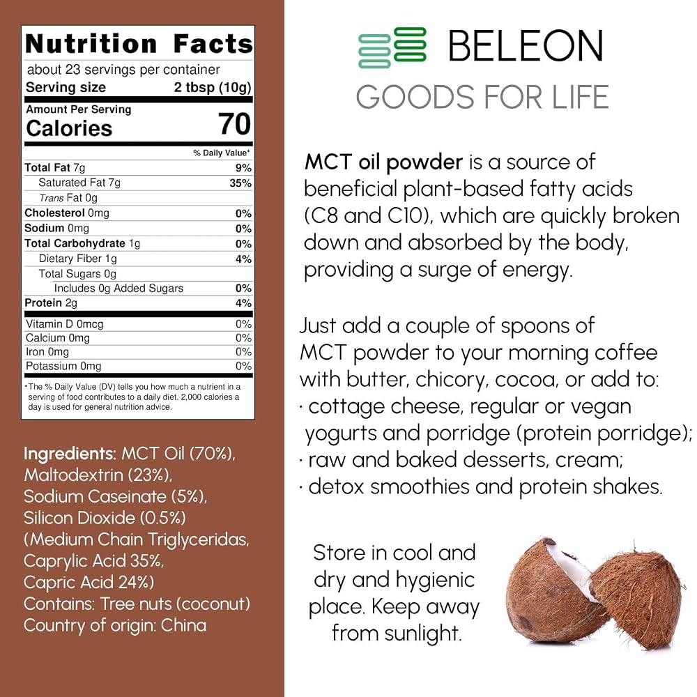 Beleon Goods For Life MCT Oil Powder - 8 oz - image 3