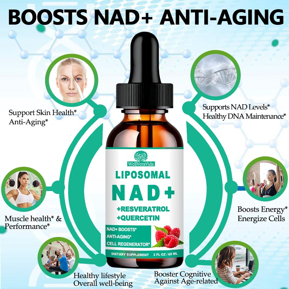 WellVeraVida NAD+ Supplement Liposomal Liquid Drops - 2 Fl Oz - image 3