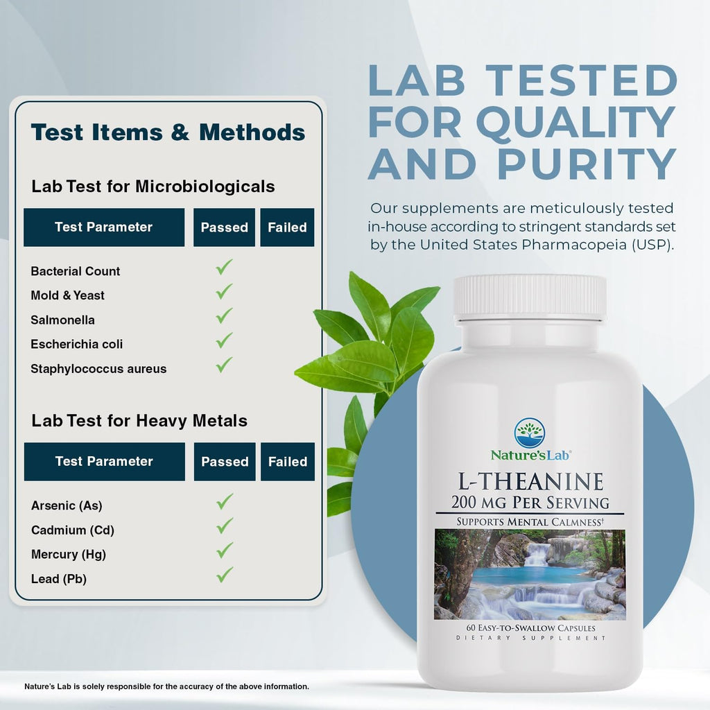 Nature's Lab L-Theanine 200 mg for Calm & Relaxation - 60 Capsules - image 3