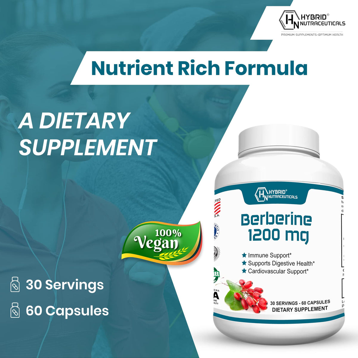 Hybrid Nutraceuticals Berberine 1200mg - 60 Capsules - image 4