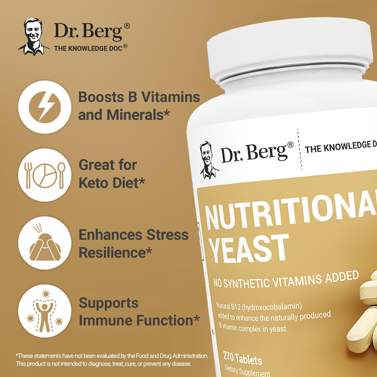 Dr. Berg Nutritionals Yeast B-Complex Tablets - 270 Vegan Tablets - image 3